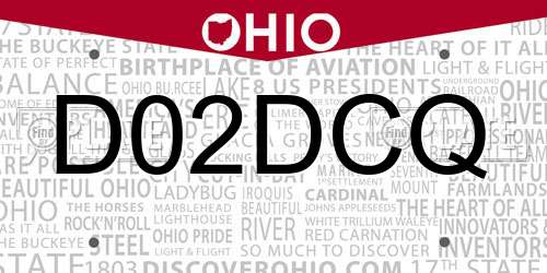 D02DCQ Ohio License Plate