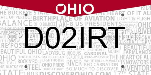 D02IRT Ohio License Plate