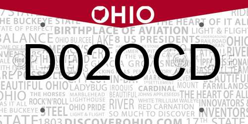 D02OCD Ohio License Plate