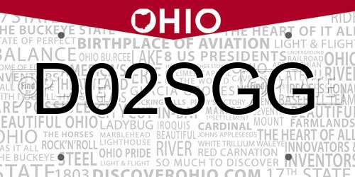 D02SGG Ohio License Plate