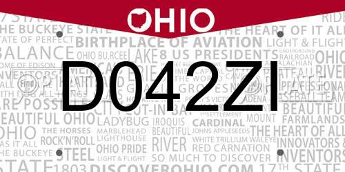 D042ZI Ohio License Plate