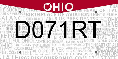 D071RT Ohio License Plate