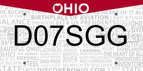 D07SGG Ohio License Plate