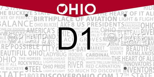 D1 Ohio License Plate