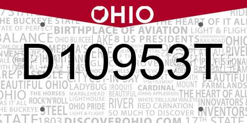 D10953T Ohio License Plate