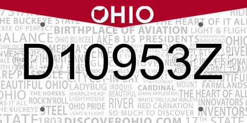 D10953Z Ohio License Plate