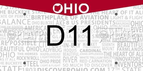 D11 Ohio License Plate