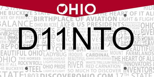 D11NTO Ohio License Plate