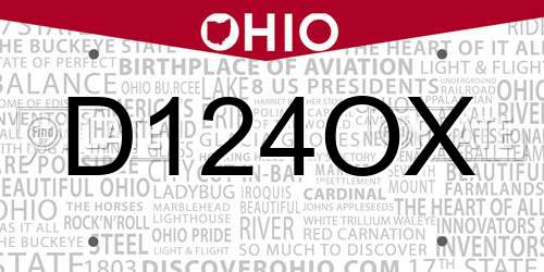 D124OX Ohio License Plate