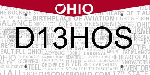 D13HOS Ohio License Plate