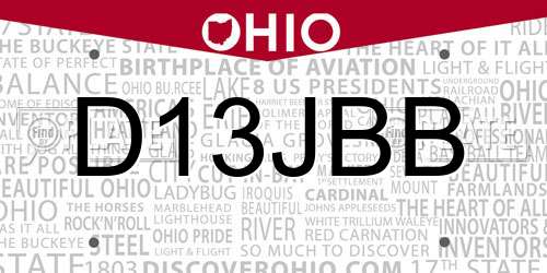 D13JBB Ohio License Plate