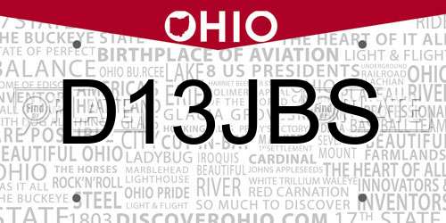 D13JBS Ohio License Plate
