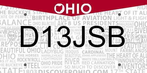 D13JSB Ohio License Plate