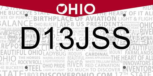 D13JSS Ohio License Plate