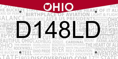 D148LD Ohio License Plate