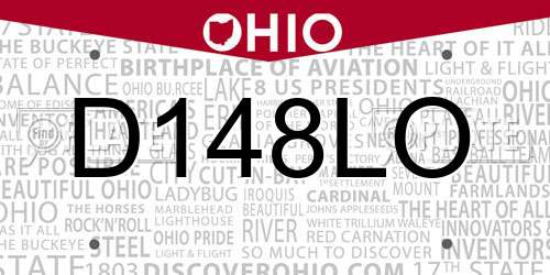 D148LO Ohio License Plate