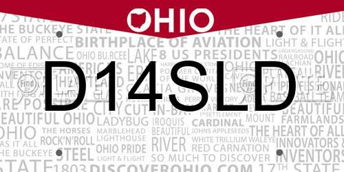 D14SLD Ohio License Plate