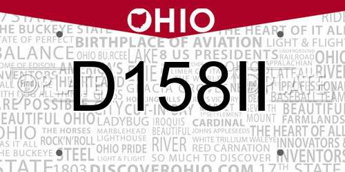 D158II Ohio License Plate