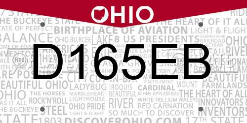 D165EB Ohio License Plate