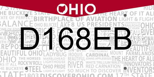 D168EB Ohio License Plate