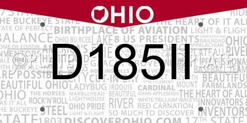 D185II Ohio License Plate