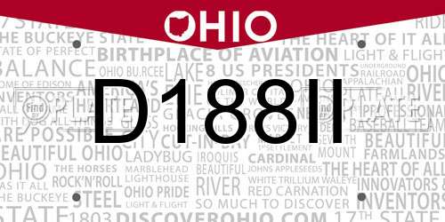 D188II Ohio License Plate