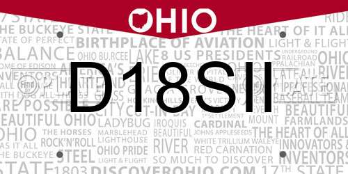 D18SII Ohio License Plate