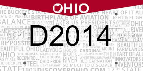 D2014 Ohio License Plate