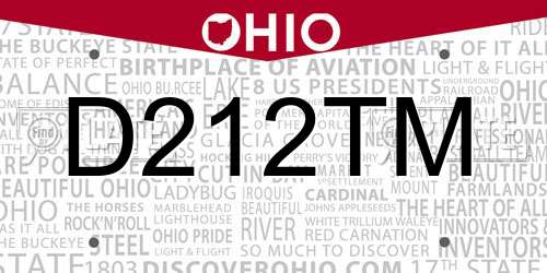 D212TM Ohio License Plate