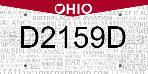 D2159D Ohio License Plate