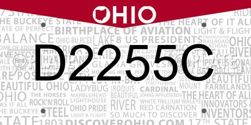 D2255C Ohio License Plate