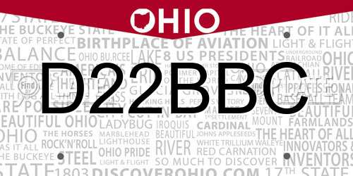 D22BBC Ohio License Plate