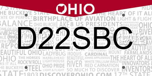 D22SBC Ohio License Plate