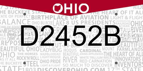 D2452B Ohio License Plate