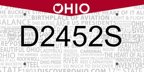 D2452S Ohio License Plate