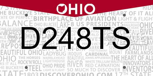 D248TS Ohio License Plate