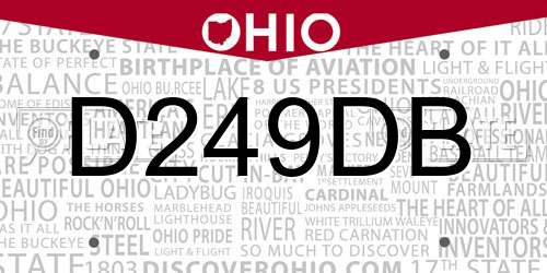 D249DB Ohio License Plate