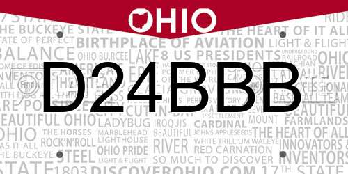 D24BBB Ohio License Plate