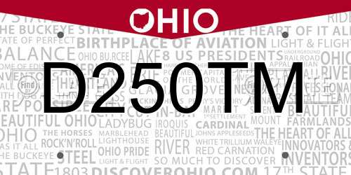 D250TM Ohio License Plate