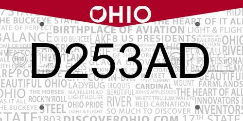 D253AD Ohio License Plate