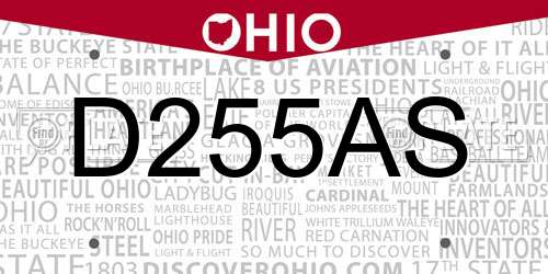 D255AS Ohio License Plate