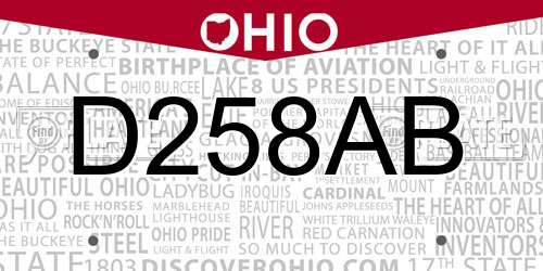 D258AB Ohio License Plate