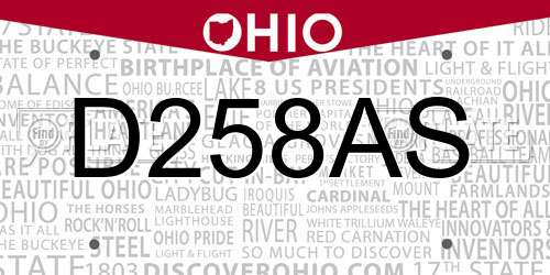 D258AS Ohio License Plate