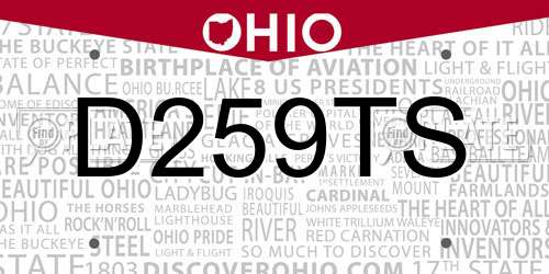 D259TS Ohio License Plate