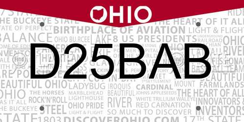 D25BAB Ohio License Plate