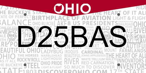 D25BAS Ohio License Plate