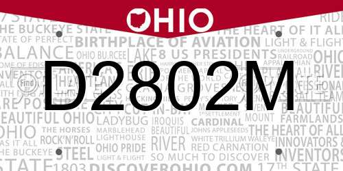 D2802M Ohio License Plate