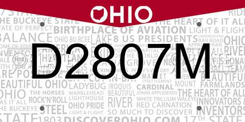 D2807M Ohio License Plate