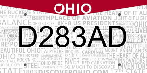 D283AD Ohio License Plate