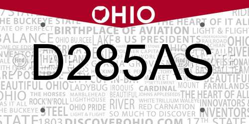 D285AS Ohio License Plate